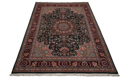 9x12 Emerald, Burgundy, Aqua Color Hand Knotted Sino Persian Wool & Silk Traditional Oriental Rug