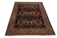 8x9 Charcoal, Coral, Peach Color Hand Knotted Heriz Wool Traditional Oriental Rug