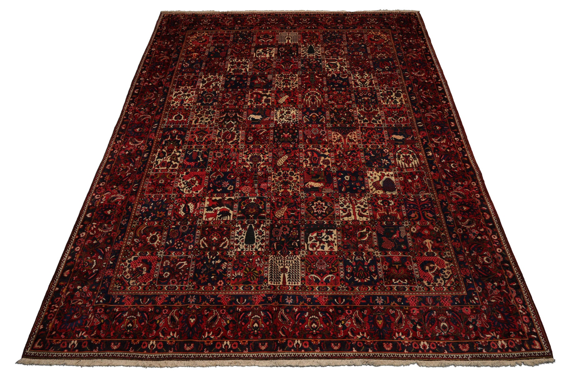 10x13 Red, Rust, Ivory Color Hand Knotted Bakhtiari Wool Traditional Oriental Rug