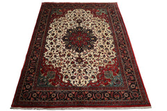 8x12 Ivory, Charcoal, Aqua Color Hand Knotted Bidjar Wool Traditional Oriental Rug