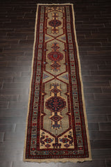 3x14 Beige, Rust, Red Color Hand Knotted Antique Herati Wool Traditional Oriental Rug