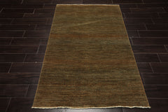 4x6 Green, Brown, Gold Color Hand Knotted Tibetan Wool Modern & Contemporary Oriental Rug