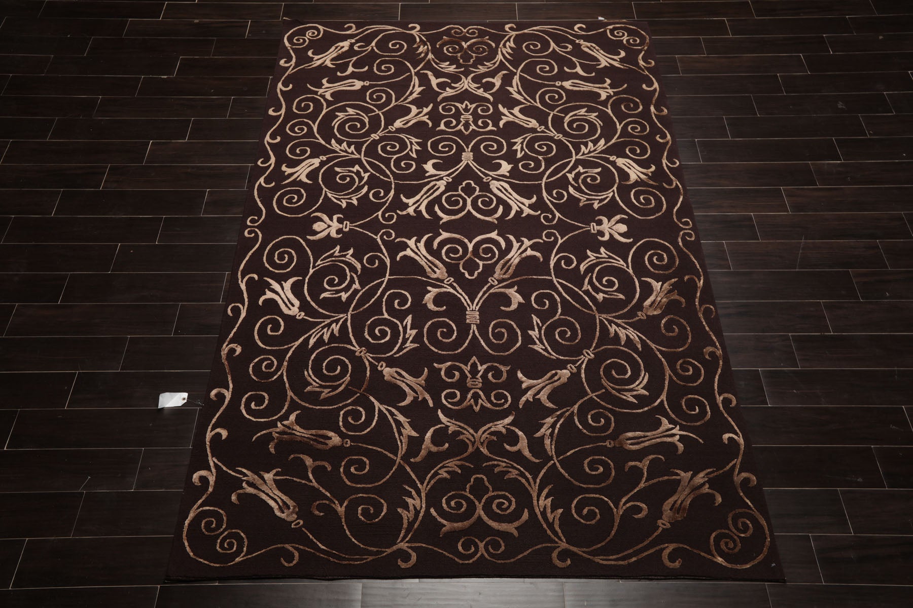 6x9 Chocolate, Tan, Color Hand Knotted Tibetan New Zealand Wool Transitional Oriental Rug