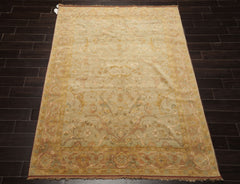 6x8 Mint, Gold, Taupe Color Hand Knotted Oushak Wool Traditional Oriental Rug