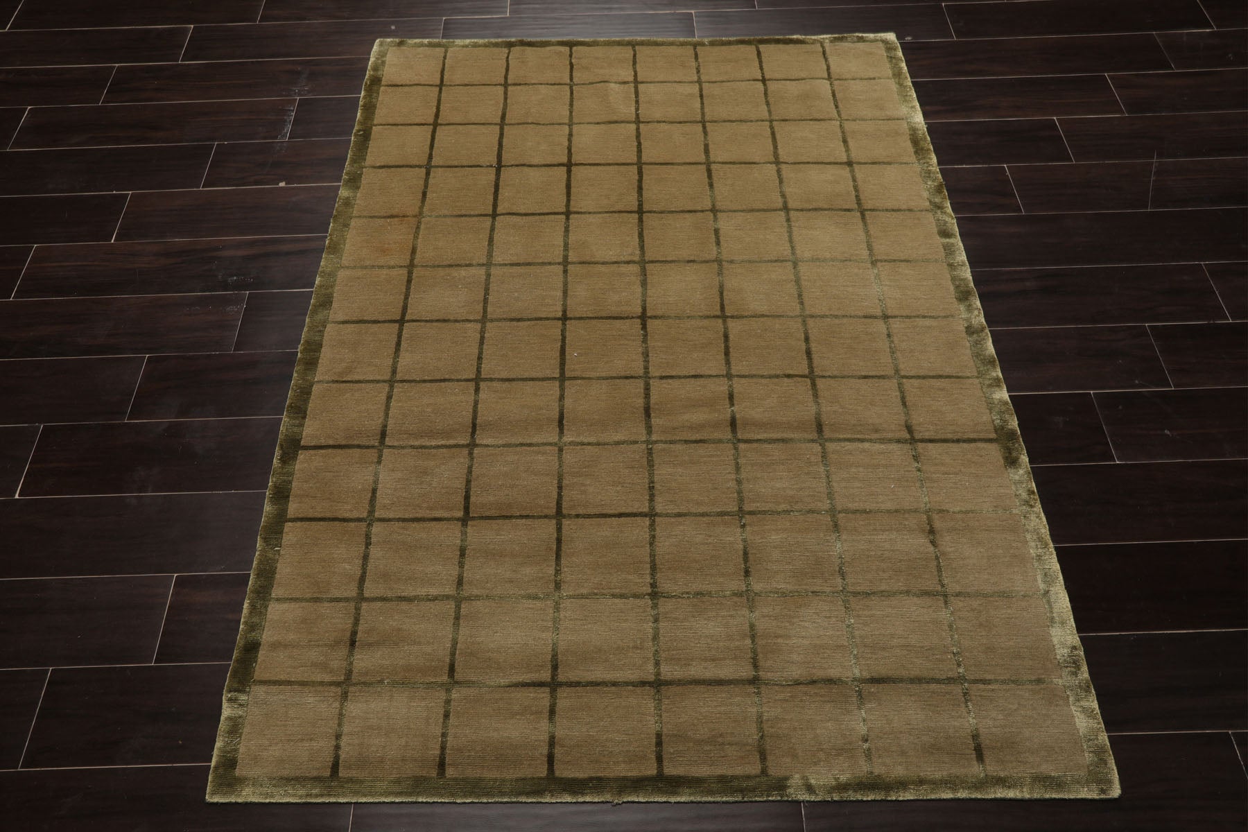 4x6 Moss, Green, Color Hand Knotted Tibetan Wool & Silk Transitional Oriental Rug