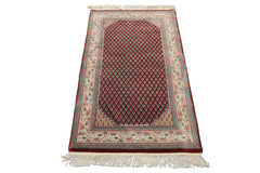 3x5 Maroon, Ivory, Aqua Color Hand Knotted Boteh Wool Traditional Oriental Rug