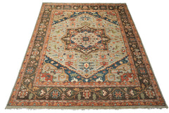12x15 Mint
, Brown
, Teal
 Color Hand Knotted Oushak Wool Southwestern Oriental Rug