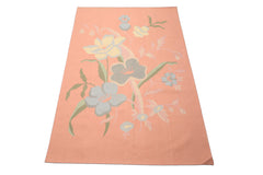 6x9 Blush, Aqua, Ivory Color Hand Woven Dhurry Kilim Wool Transitional Oriental Rug