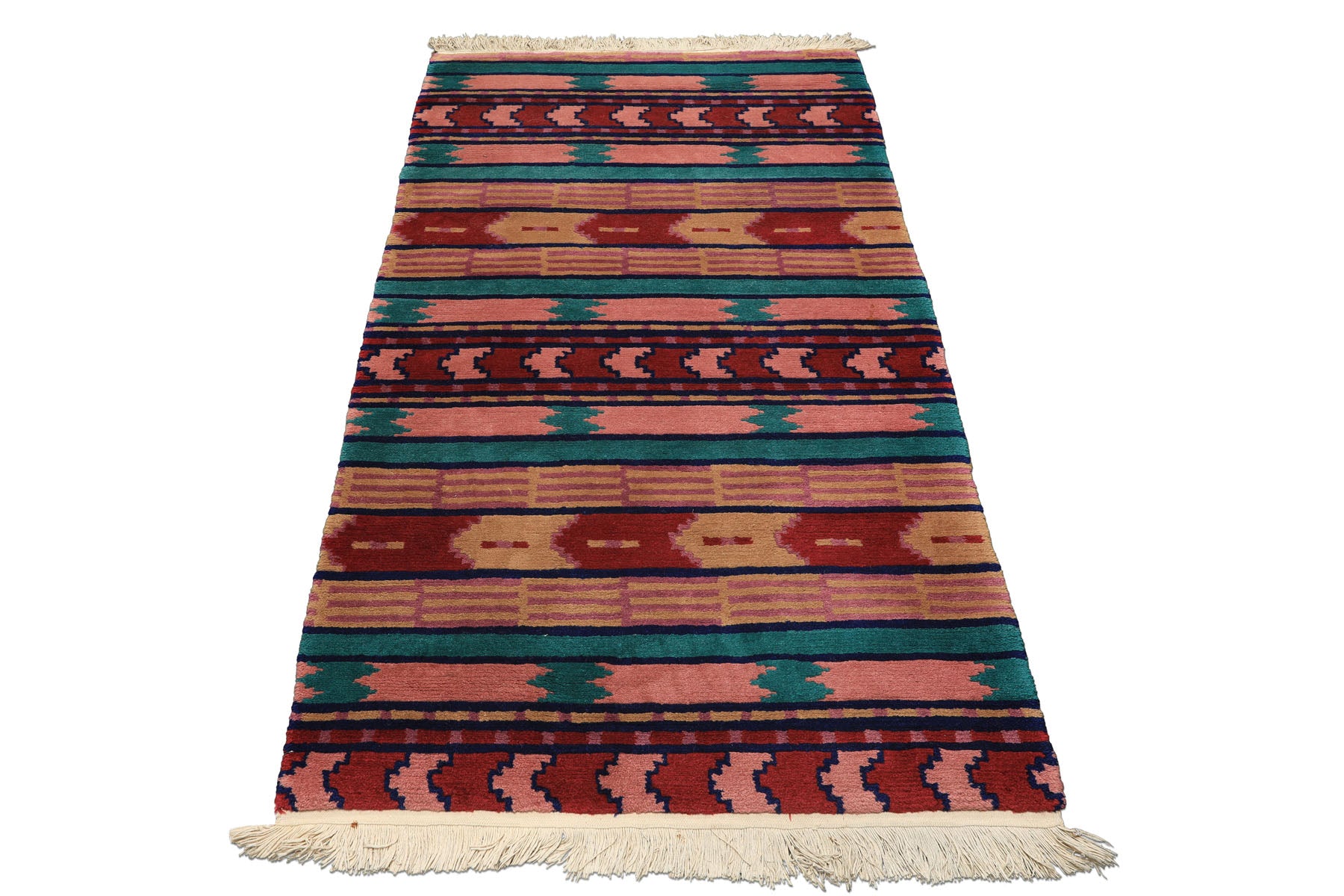 4x6 Turquoise, Blush, Lavender Color Hand Knotted Tibetan Wool Modern & Contemporary Oriental Rug