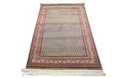 4x6 Sage, Rose, Blush Color Hand Knotted Boteh Wool Traditional Oriental Rug