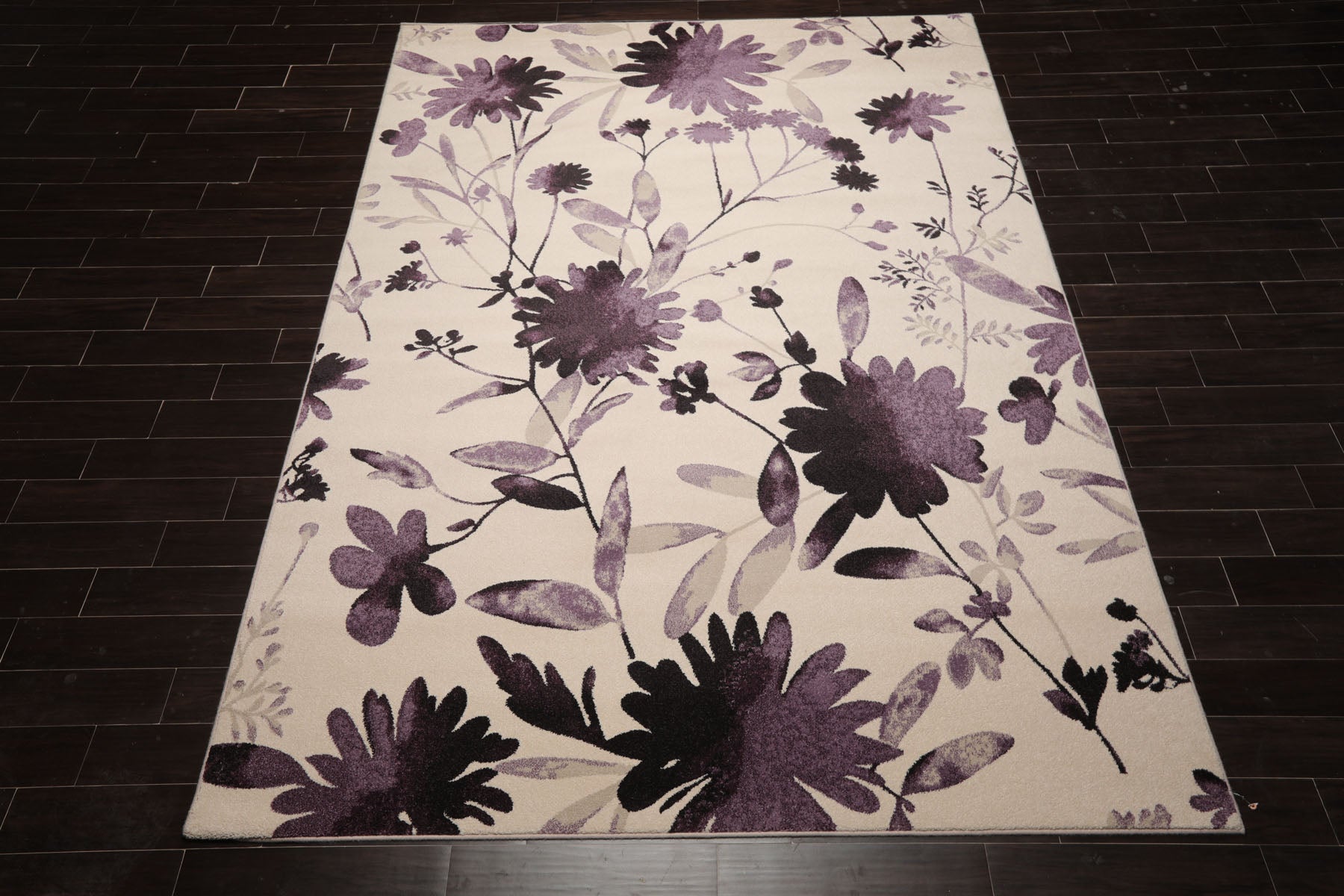 8x11 Ivory, Aubergine, Dark Chocolate Color Machine Made  Wool Contemporary Oriental Rug