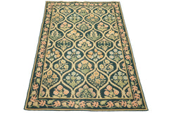 6x9 Green, Beige, Brown Color Hand Woven Chainstitch Wool Traditional Oriental Rug