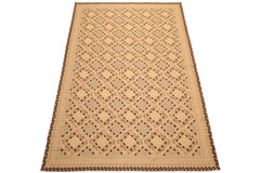 6x9 Beige, Tan, Taupe Color Hand Woven Portugese Needlepoint Wool Modern Oriental Rug