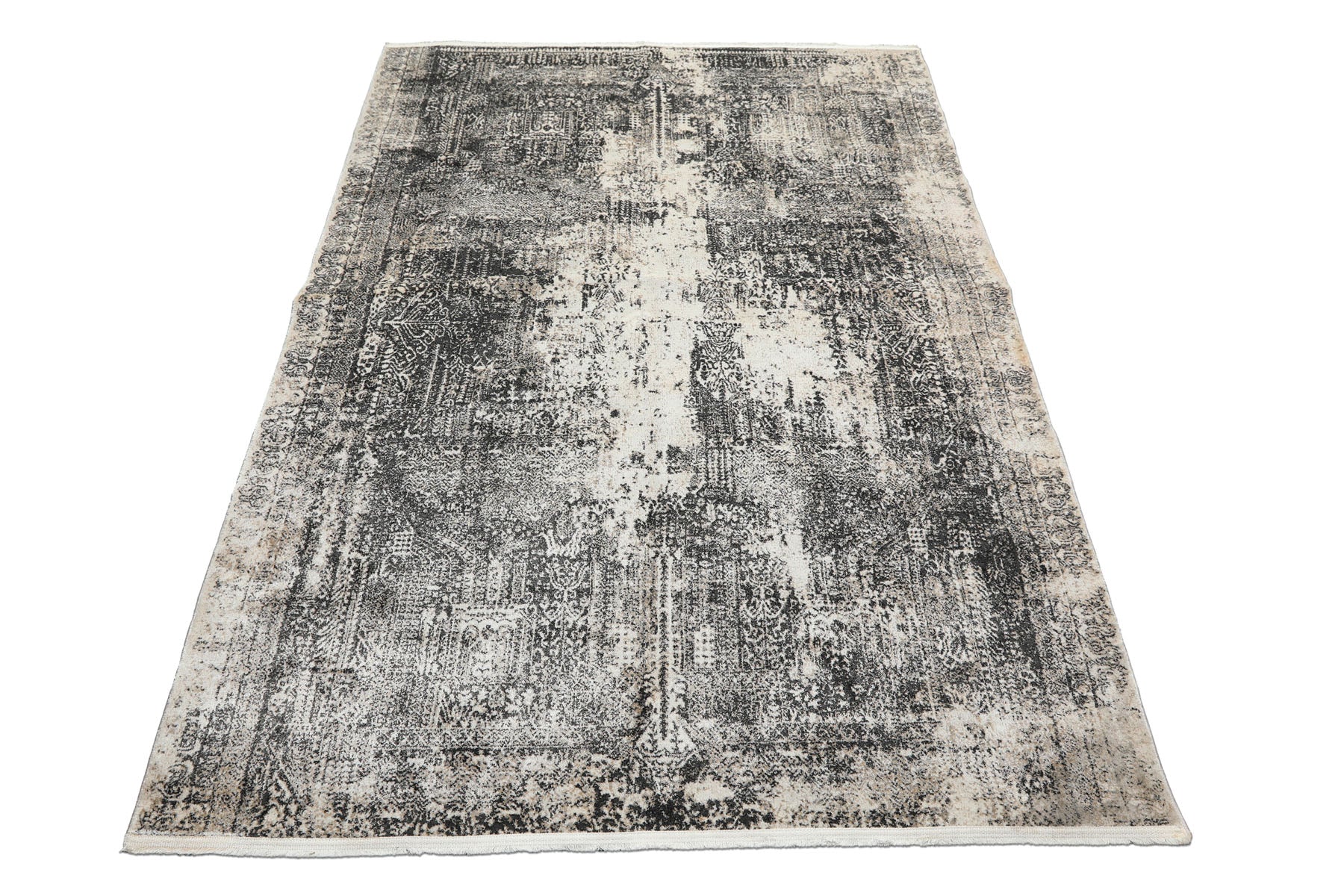 5x7 Cream, Charcoal, Color Machine Made  100% Bamboo Silk Modern & Contemporary Oriental Rug