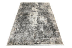 5x7 Cream, Charcoal, Color Machine Made  100% Bamboo Silk Modern & Contemporary Oriental Rug