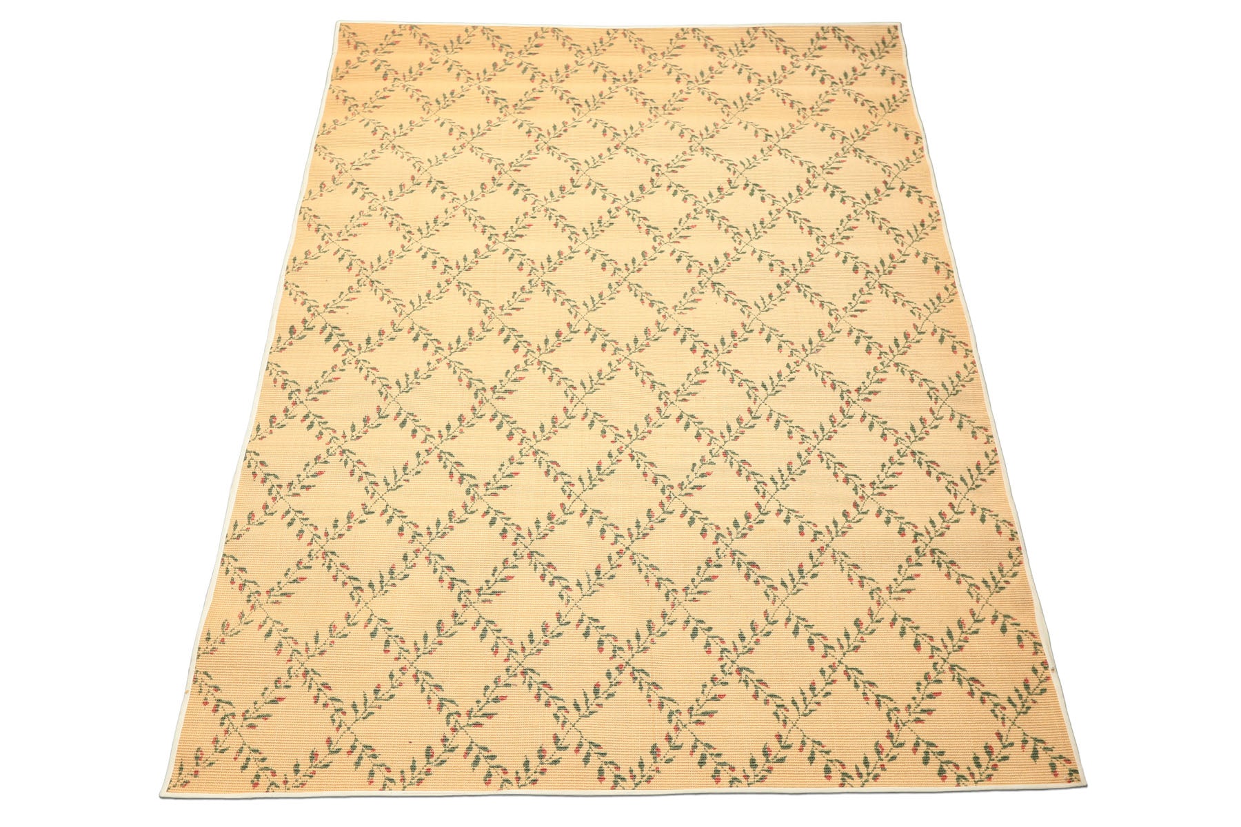 6x9 Tan, Green, Rust Color Machine Made  Sisal Transitional Oriental Rug