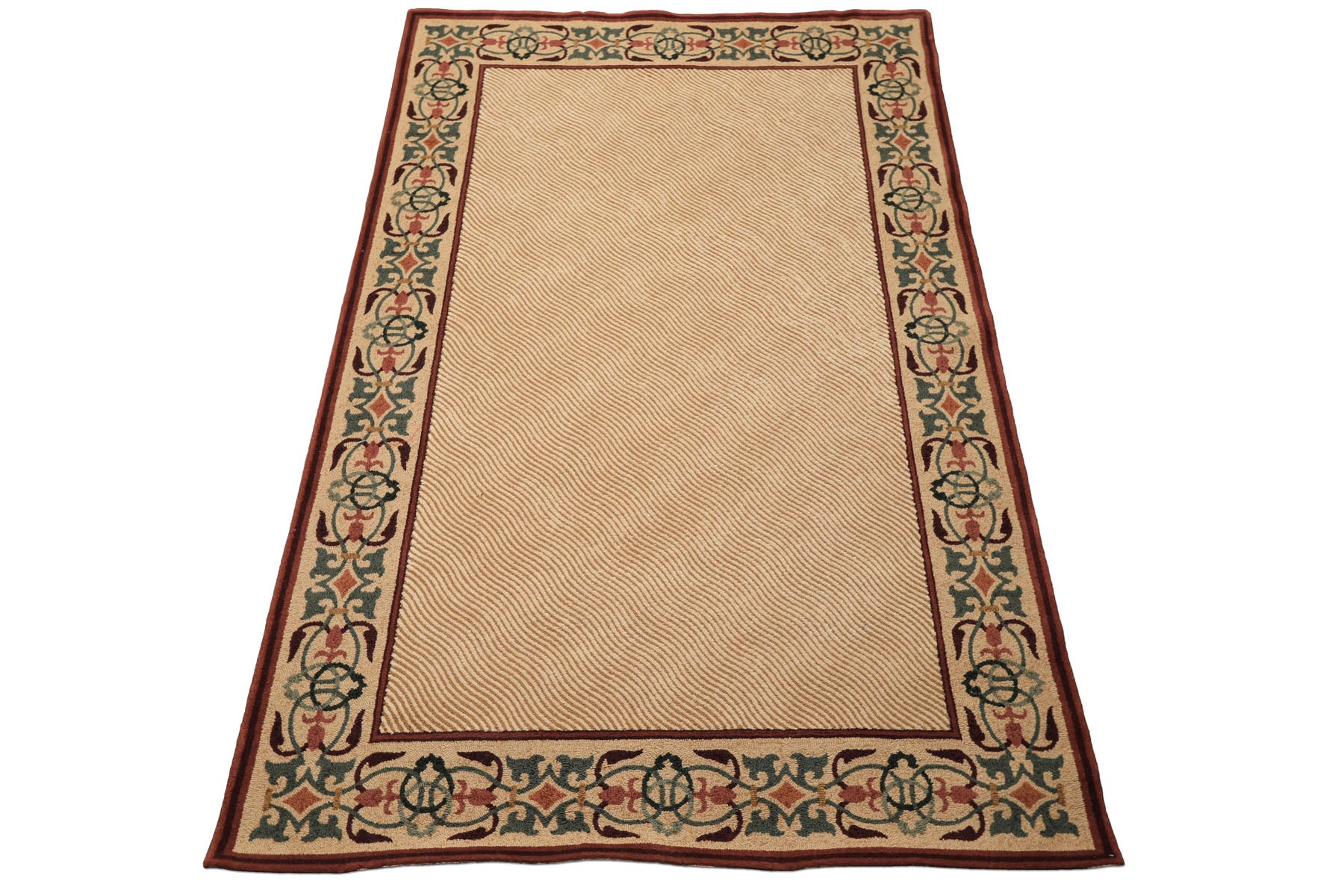 5x8 Beige, Rust, Chocolate Color Machine Made  Wool Transitional Oriental Rug