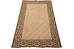5x8 Beige, Rust, Chocolate Color Machine Made  Wool Transitional Oriental Rug