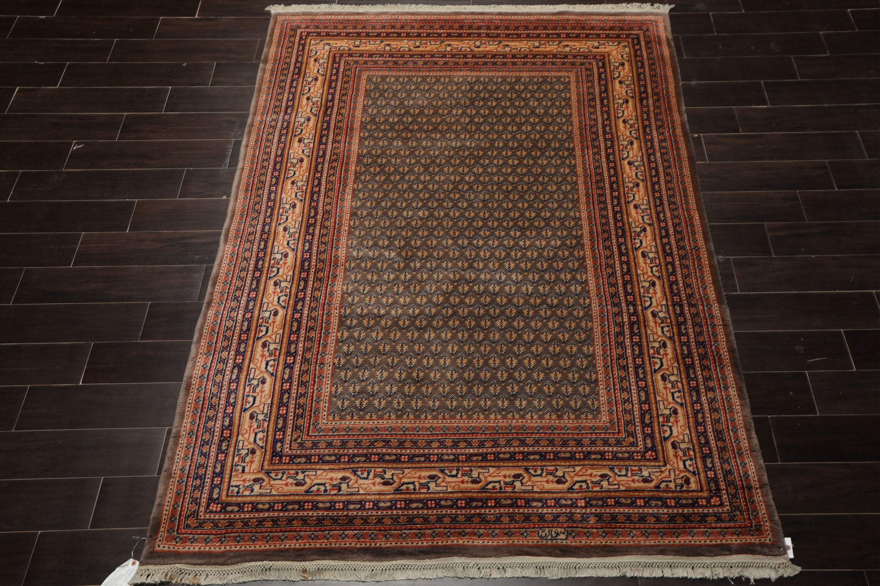 5x8 Gray, Ivory, Peach Color Hand Knotted Serabund New Zealand Wool Traditional Oriental Rug