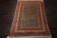 5x8 Gray, Ivory, Peach Color Hand Knotted Serabund New Zealand Wool Traditional Oriental Rug