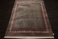 8x10 Celadon, Ivory, Burnt Orange Color Hand Knotted Persian New Zealand Wool Traditional Oriental Rug