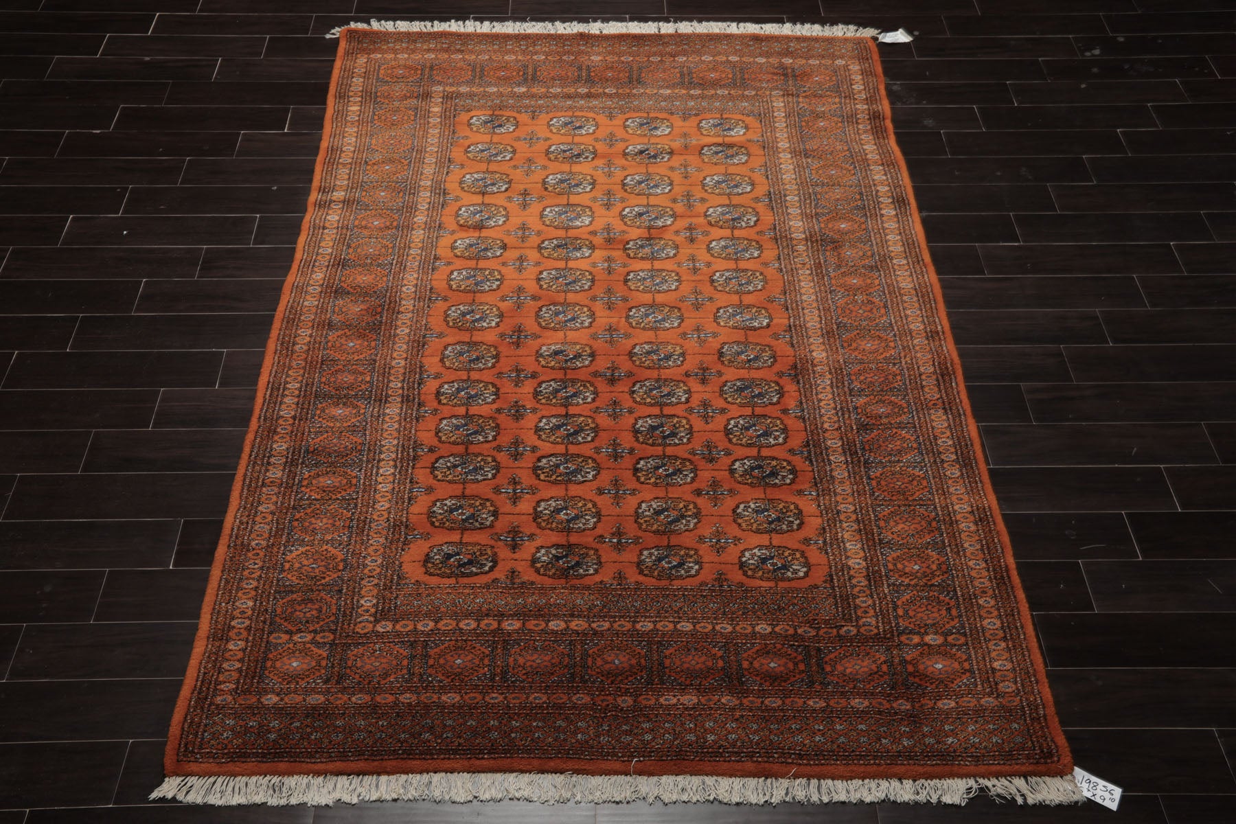 6x9 Burnt Orange, Brown, Blue Color Hand Knotted Bokhara New Zealand Wool Traditional Oriental Rug