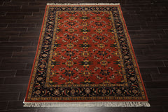 6x9 Rose, Navy, Gold Color Hand Knotted French Aubusson Savonnerie New Zealand Wool Traditional Oriental Rug