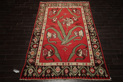 6x10 Raspberry, Rose, Ivory Color Hand Woven Kilim Wool Tribal Oriental Rug