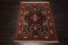 5x7 Chocolate, Burnt Orange, Blue Color Hand Knotted Oushak Wool Arts & Crafts Oriental Rug