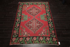 7x9 Crimson, Brown, Green Color Hand Woven Kilim Wool Arts & Crafts Oriental Rug