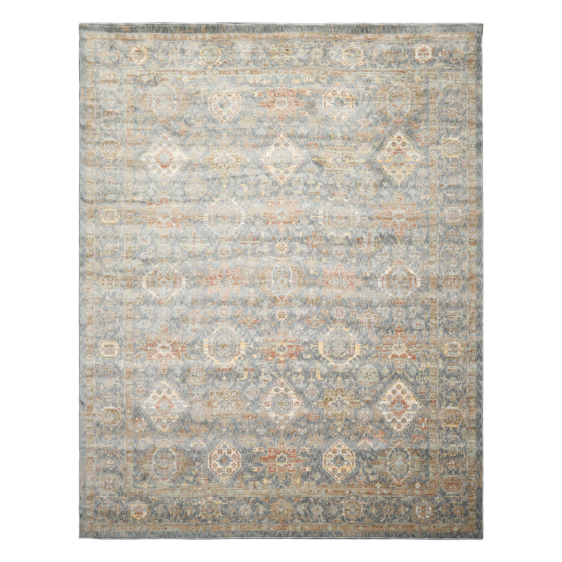 Multi Size Blue Ivory Taupe Color Machine Made Persian Polypropylene Traditional Oriental Rug