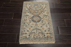 2x3 Gray, Beige, Brown Color Hand Knotted Distress Quality Oushak Wool Transitional Oriental Rug