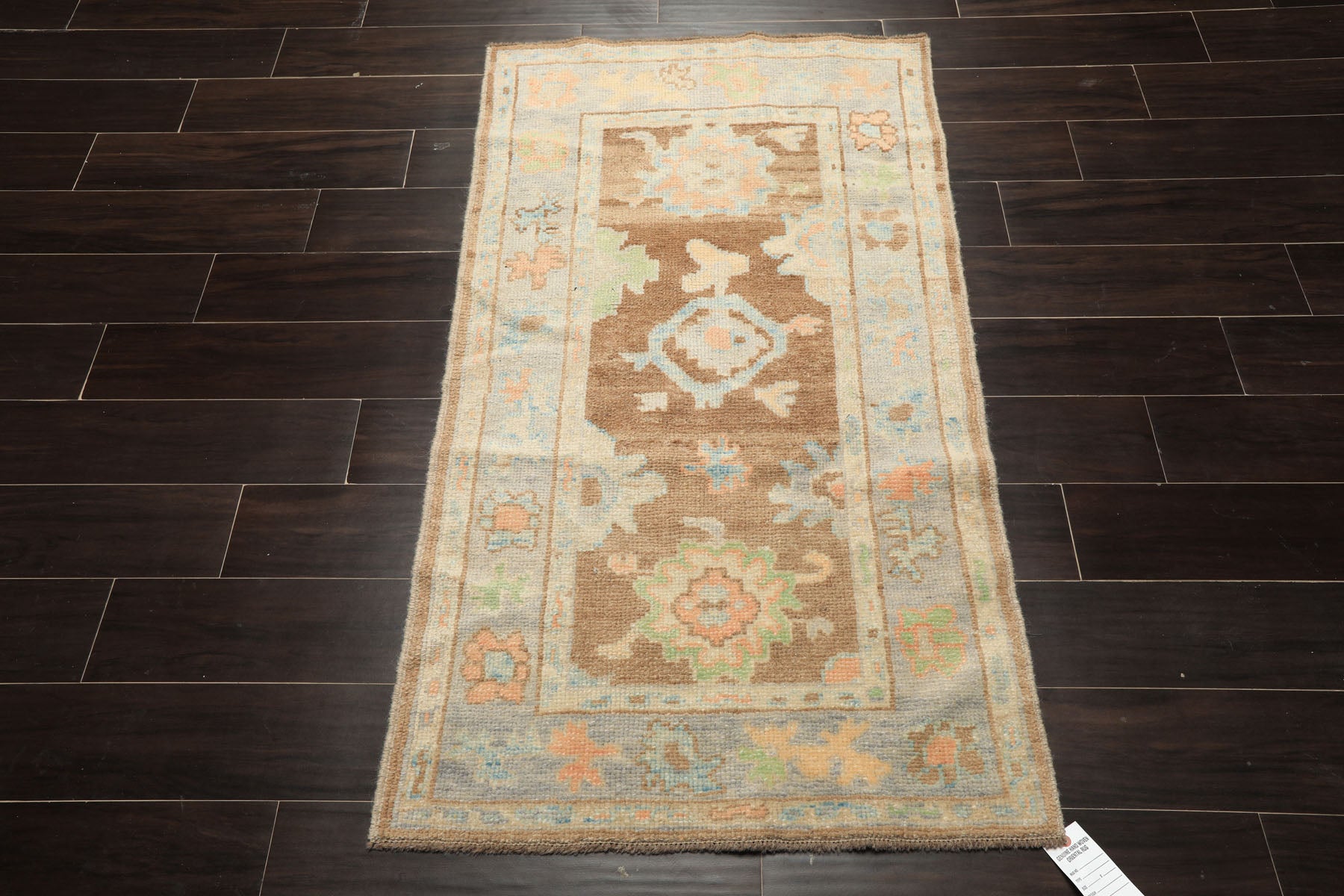 3x5 Brown, Gray, Ivory Color Hand Knotted Oushak Wool Transitional Oriental Rug