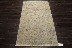 3x5 Gray, Beige, Slate Color Hand Knotted Distress Quality Oushak Wool Transitional Oriental Rug