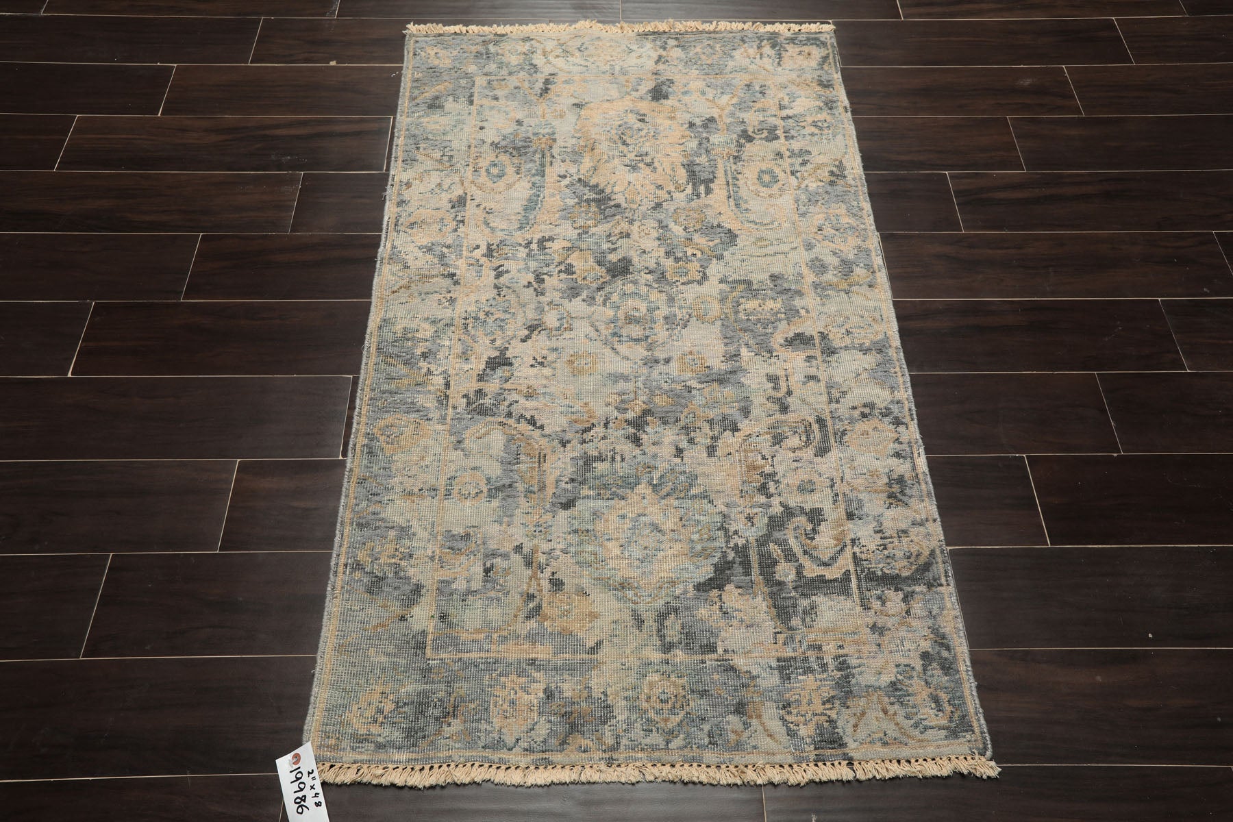 3x5 Gray, Beige, Slate Color Hand Knotted Distress Quality Oushak Wool Transitional Oriental Rug