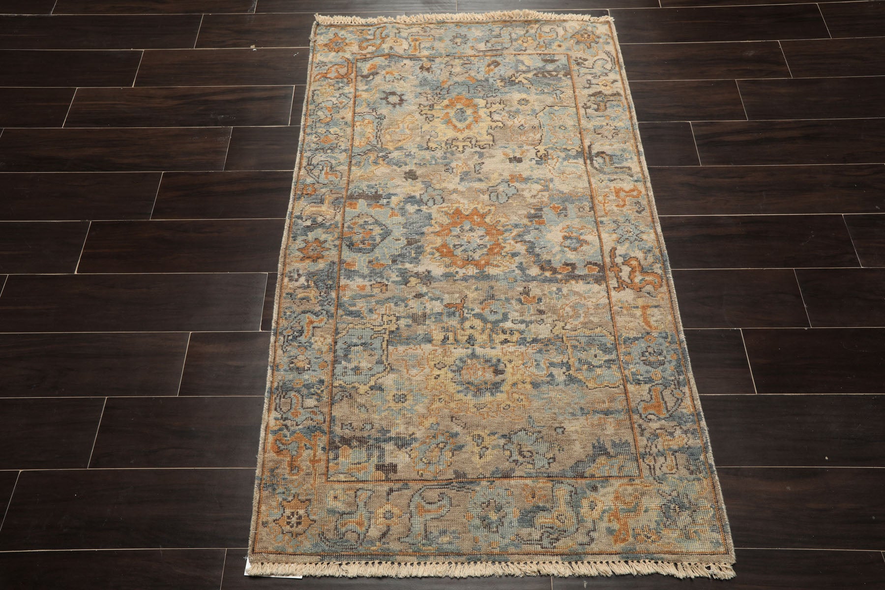 3x5 Beige, Taupe, Gold Color Hand Knotted Distress Quality Oushak Wool Transitional Oriental Rug