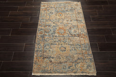 3x5 Beige, Taupe, Gold Color Hand Knotted Distress Quality Oushak Wool Transitional Oriental Rug