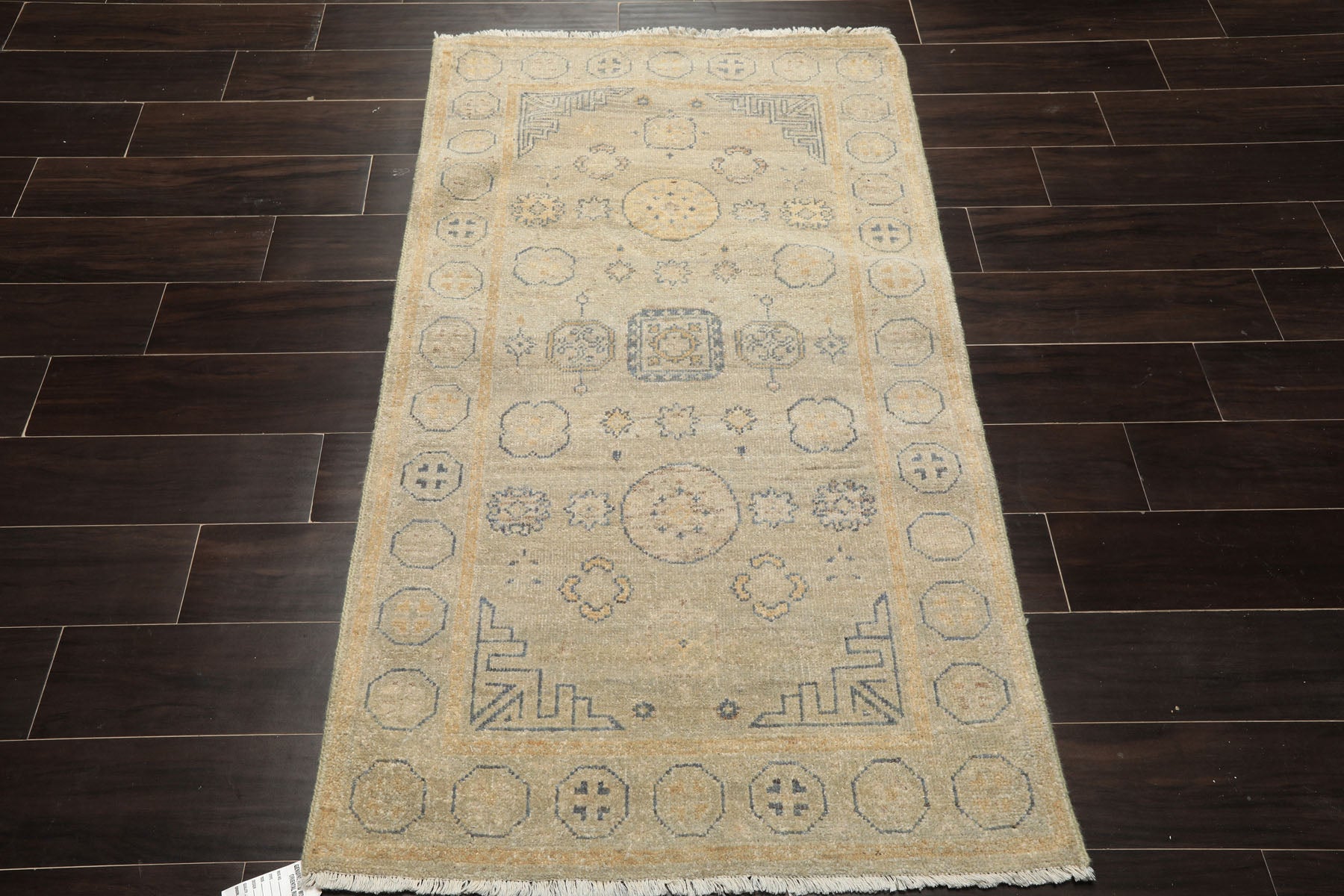 3x5 Beige, Gray, Slate Color Hand Knotted Afghan Oushak Wool Transitional Oriental Rug