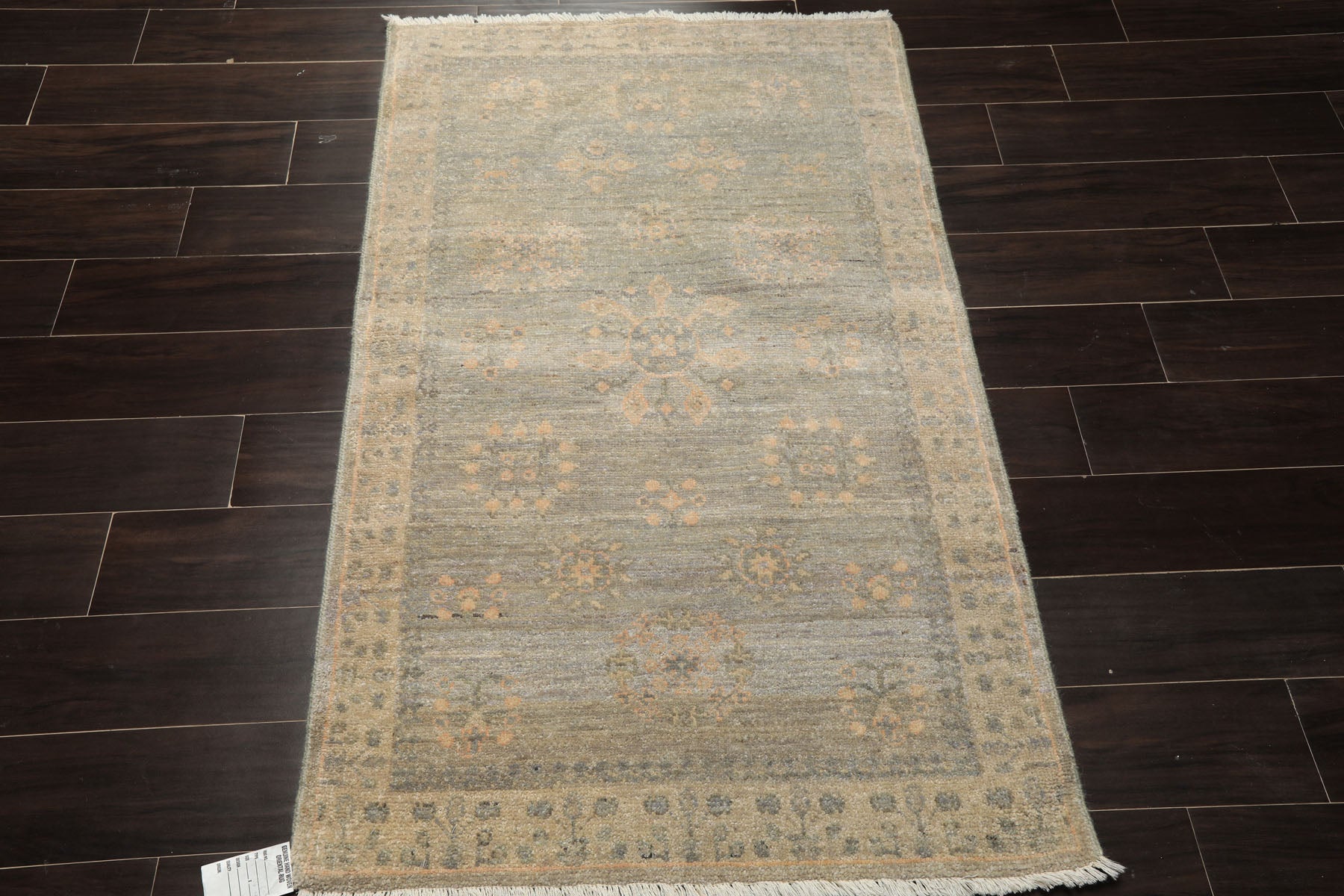 3x5 Mint, Gray, Beige Color Hand Knotted Afghan Oushak Wool Transitional Oriental Rug