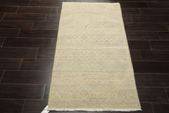 3x5 Gray, Beige, Muted Earth Tones Color Hand Knotted Afghan Oushak Wool Transitional Oriental Rug