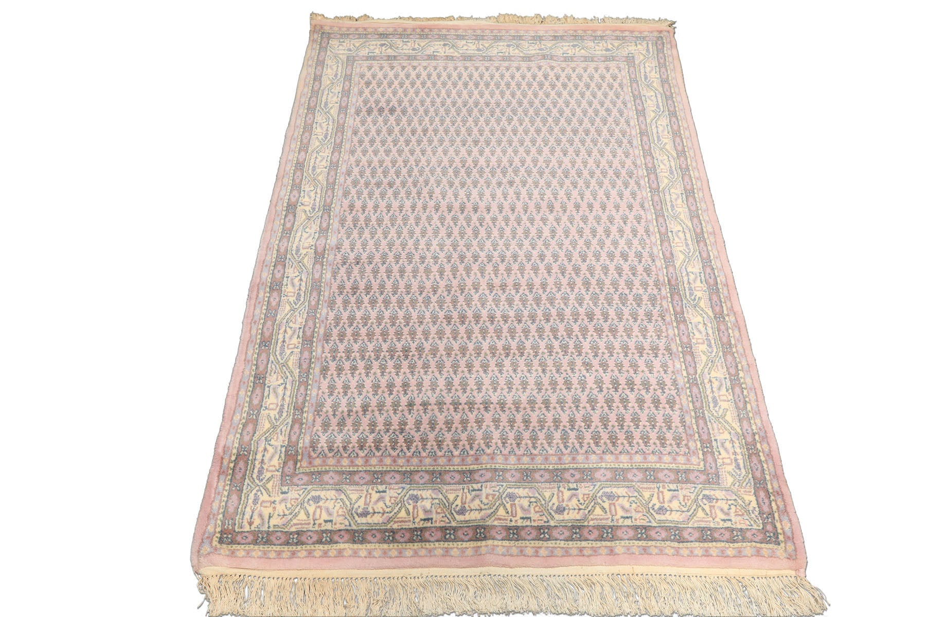 4x6 Lilac, Ivory, Slate Color Hand Knotted Persian Wool Traditional Oriental Rug
