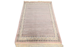 4x6 Lilac, Ivory, Slate Color Hand Knotted Persian Wool Traditional Oriental Rug