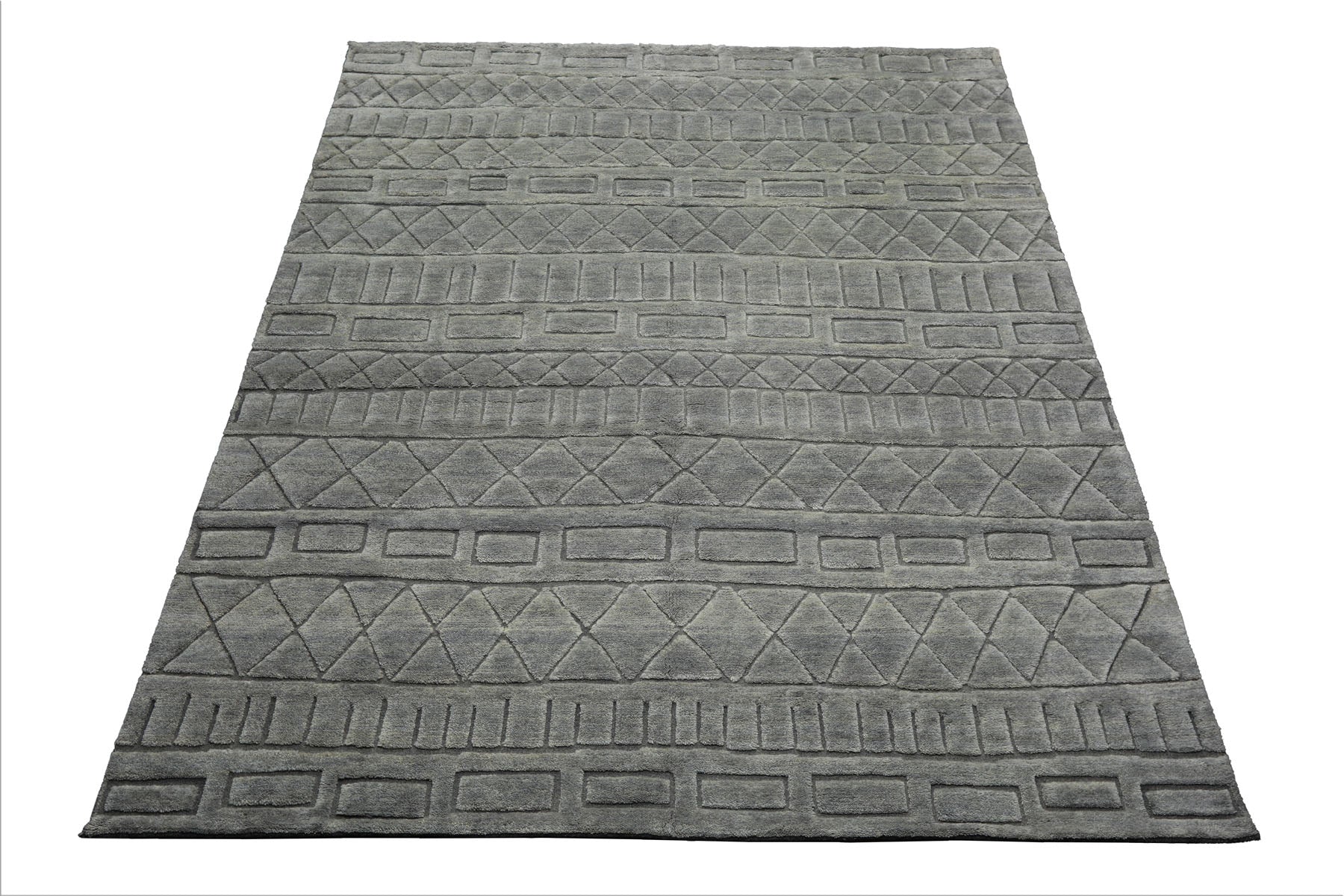 8x10 Tone on Tone Gray, , Color Hand Knotted Tibetan Wool Modern & Contemporary Oriental Rug