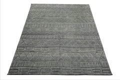 8x10 Tone on Tone Gray, , Color Hand Knotted Tibetan Wool Modern & Contemporary Oriental Rug