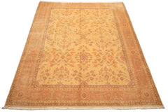 9x12 Beige, Blush, Gray Color Hand Knotted Oushak Wool Traditional Oriental Rug