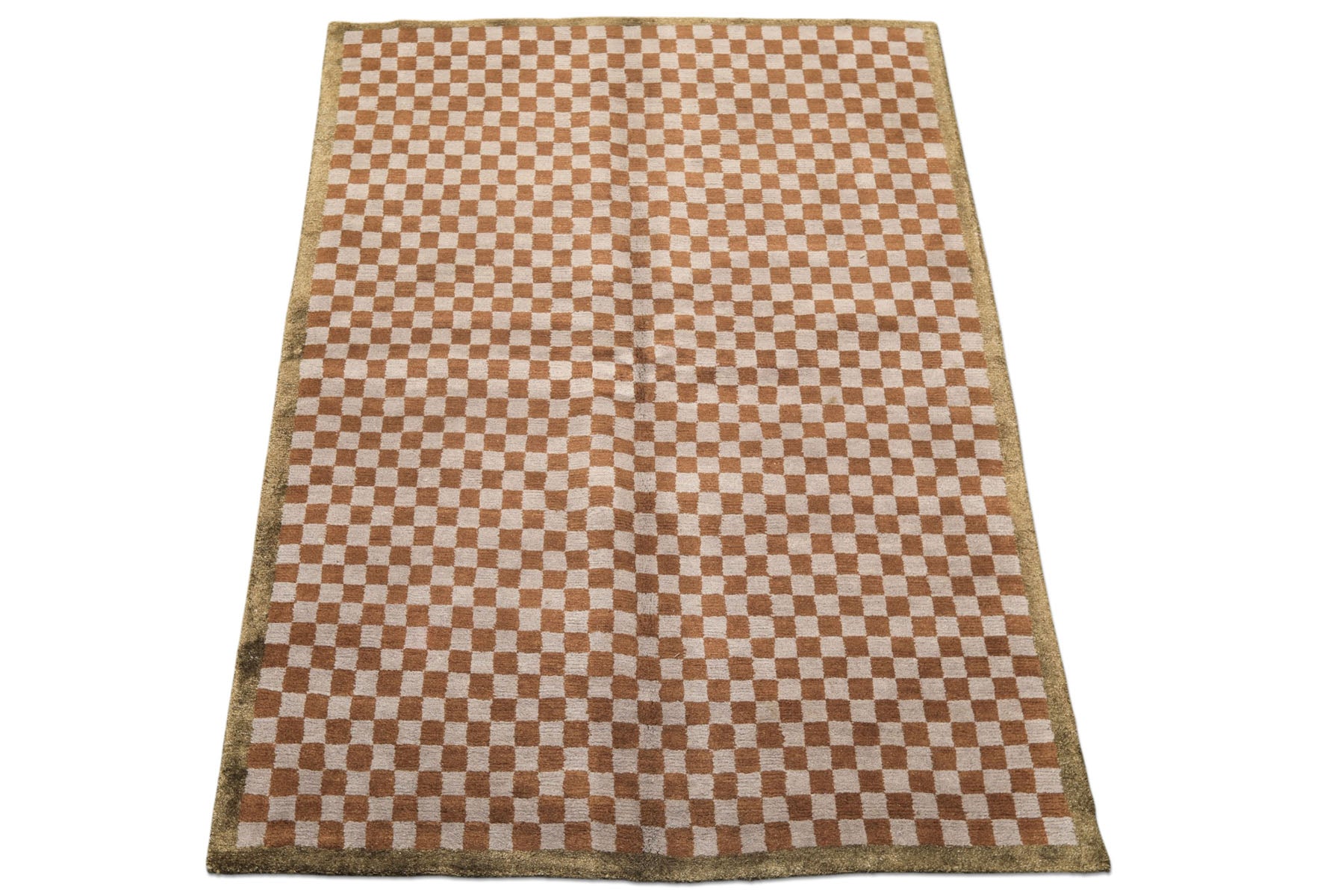 5x7 Gray, Brown, Sage Color Hand Knotted Tibetan Wool & Silk Moden & Contemporary Oriental Rug