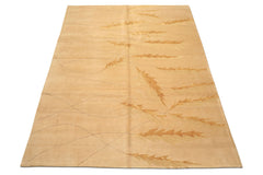 8x10 Tan, Gold, Gray Color Hand Knotted Tibetan Wool & Pure Silk Transitional Oriental Rug