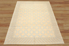 8x10 Ivory, Beige, Taupe Color Hand Knotted Tibetan Wool Transitional Oriental Rug