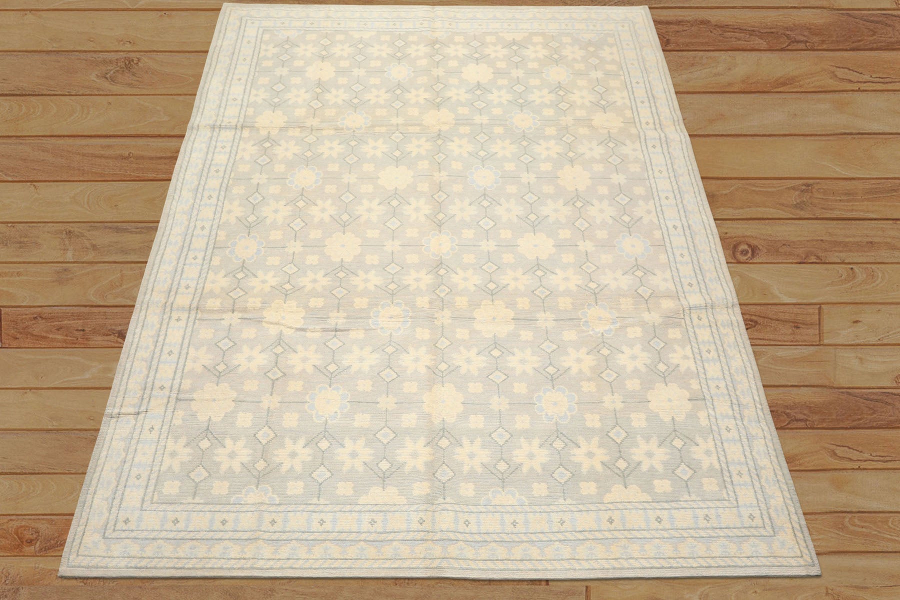 8x10 Gray, Ivory, Slate Color Hand Knotted Tibetan Wool Transitional Oriental Rug