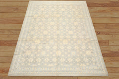 8x10 Gray, Ivory, Slate Color Hand Knotted Tibetan Wool Transitional Oriental Rug